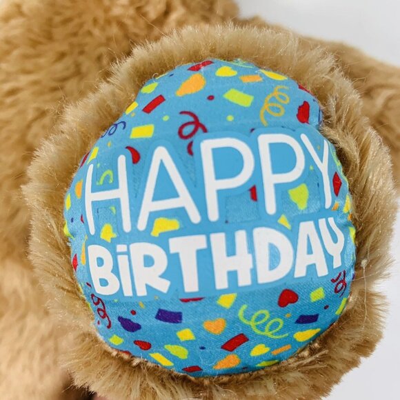 Build A Bear Birthday Teddy Happy Plush Tan Confetti Stuffed Animal Unisex Gift - Picture 12 of 12
